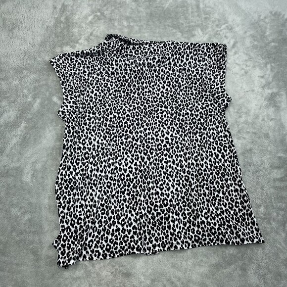 Michael Kors Womens Sleeveless Leopard Print Button-Down Shirt L NWT 4287 - Picture 2 of 8